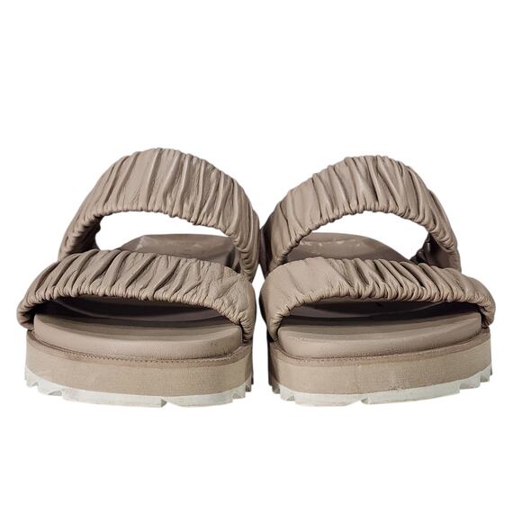 Sorel Slides Sandals sz 7 Women Roaming Two Strap Chunky Beige Tan White Stretch - Picture 4 of 13